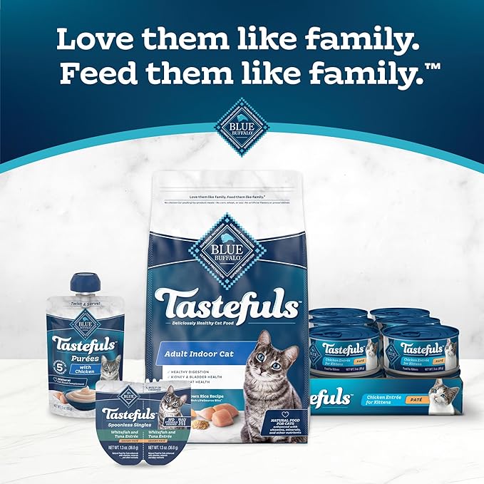 Blue Buffalo Tastefuls Spoonless Singles Variety Pack, Wet Cat Food Paté, 2.6-oz. Twin-Pack Trays, Whitefish/Tuna & Salmon Entreé (12 Count)