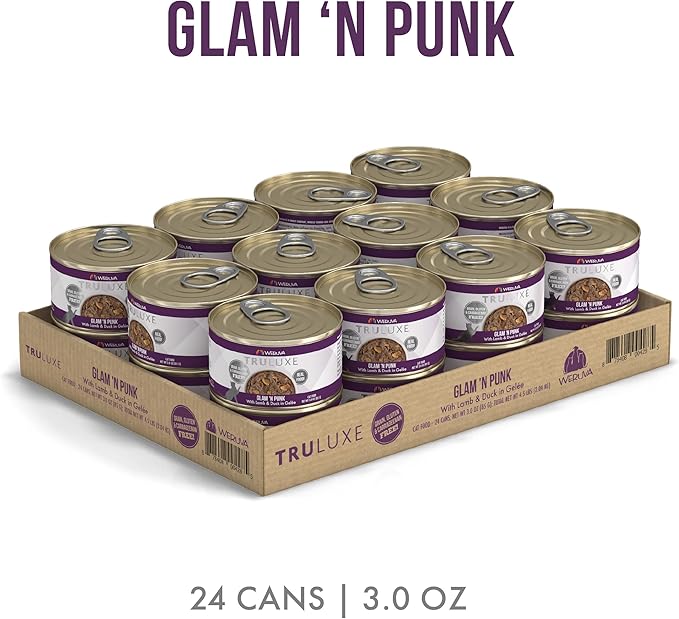 Weruva Truluxe Cat Food, Glam 'N Punk with Lamb & Duck in Gelée, 3Oz Can (Pack of 24)