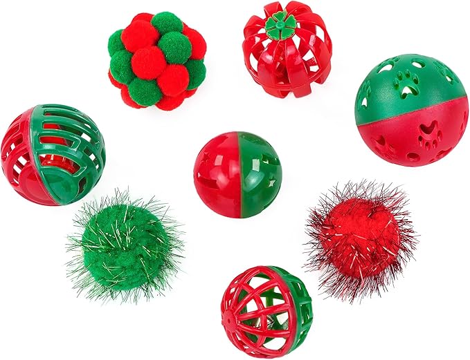 CHIWAVA 17 Pack Christmas Cat Toy Bag Set Assorted Toys Variety Pack Kitten Interactive Play