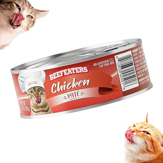 Beefeaters Cat Treats - Chicken Pate 3oz, Case of 24 | Nutrient-Rich Wet Cat Food, Essential Vitamins & Taurine, No Artificial Additives | Supports Immune System & Vision | Training Treats