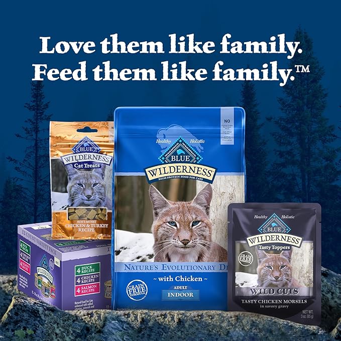 Blue Buffalo Wilderness Wild Cuts Grain-Free Wet Cat Food, Meal Toppers Made with Natural Ingredients, Tasty Chicken Morsels in Savory Gravy, 3-oz. Pouches (24 Count)