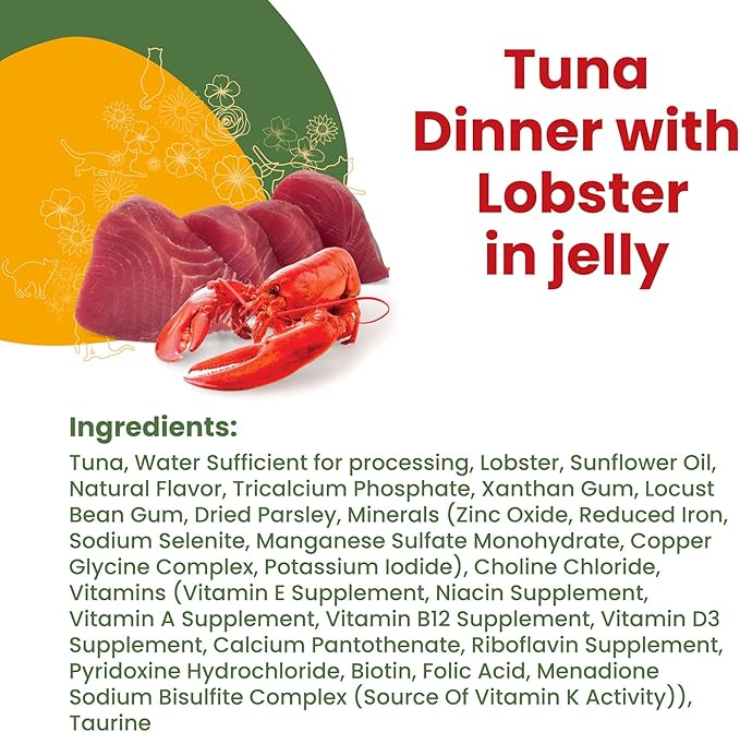 almo nature HQS La Cucina Tuna with Lobster in Jelly, Grain Free, Additive Free, Adult Cat Wet Food, Shredded, Pouches, 24 x 55g/1,94 oz (Pack of 2)
