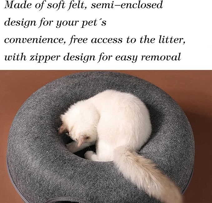 Cat Cave for Indoor Cats, Cat Donut Cat Tunnel Bed, Scratch Resistant Cat Toys for Medium Large Cats up to 30 lbs (Blue, Large)