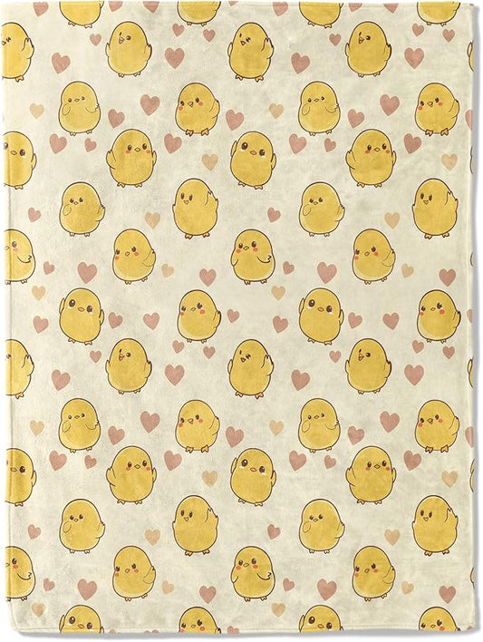 Cute Chicken Blanket Plush Flannel Throw Blanket - Ultra Soft & Warm, Comfy & Lightweight - Perfect for Couch, Travel, Bedroom, Bed, Living Room - Cozy, Fuzzy Gift 50in×60in