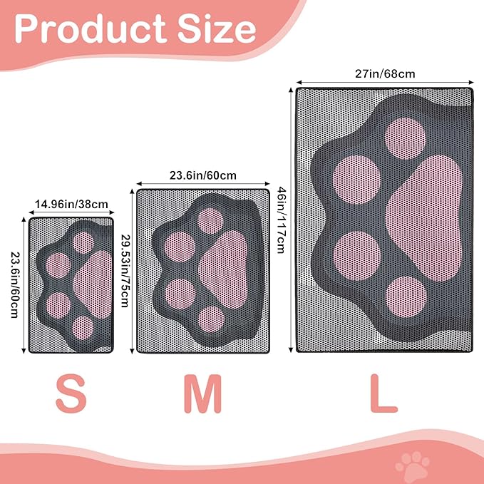 Bienbee Cat Litter Mat, 46"x27" Jumbo Cat Litter Trapping Mat, Double Layer Litter Mat with Non-Slip Rubber Bottom, Urine and Water Proof, Keeps Floors Clean Cat Claw XL