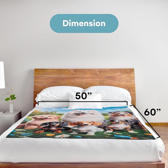 Dawhud Direct Adorable Puppy Fleece Blanket - Soft Plush, Cozy Throw for Kids and Adults, Colorful Blanket with Cute Puppies Print, Ideal for Beds, Couches, and Travel - 60 x 50 Inches