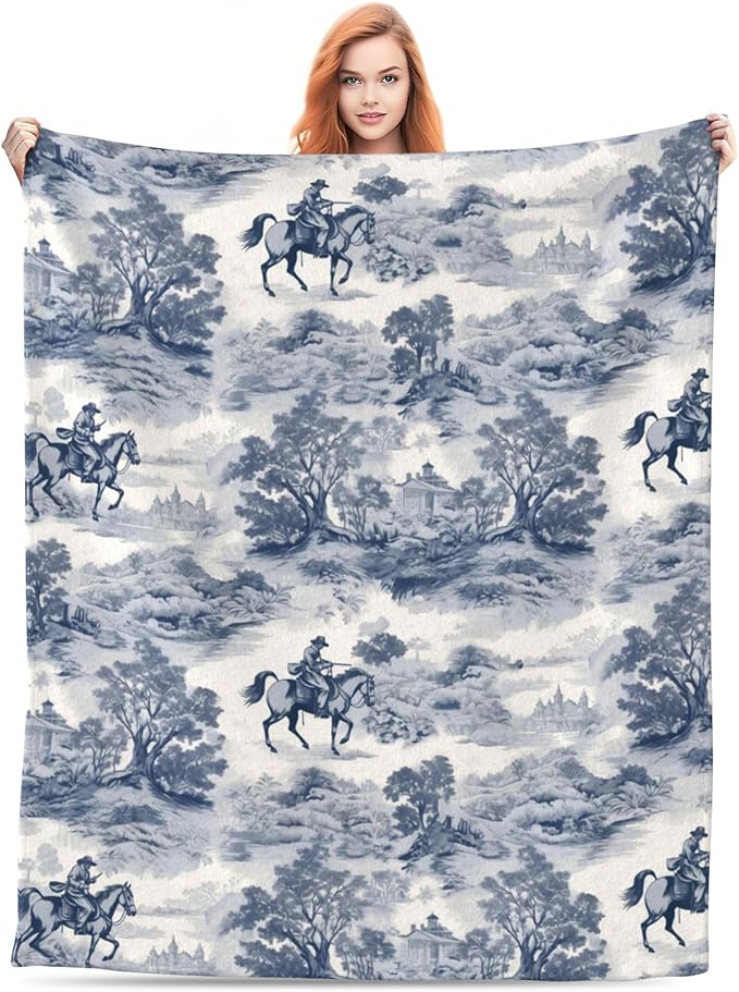 Western Cowboy Soft Throw Blanket Flannel Fleece Blankets Warm Cozy Lightweight Fuzzy Blanket for Bed Sofa Couch Home Decor 60"X50"