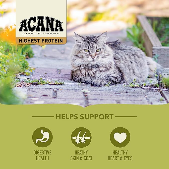 ACANA Highest Protein Grasslands Grain-Free Dry Cat Food, Duck, Free-Run Chicken and Eggs Cat Food Recipe, 10lb