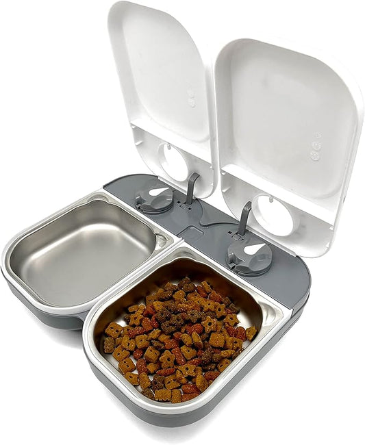 Two-Meal Automatic Pet Feeder with Stainless Steel Bowl Inserts (C200)