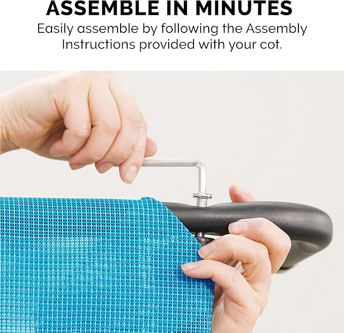 FurHaven Elevated Pet Cots - Cooling & Breathable Nylon Mesh Hammock for Small Dogs & Cats/Easy-to-Assemble / / Durable and Reinforced/Perfect for Rest & Relaxation Outdoors - Capri Blue, Small