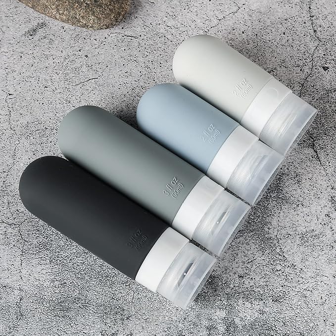 16 Pack Travel Bottles Set - TSA Approved Leak Proof Silicone Squeezable Containers for Toiletries, Conditioner, Shampoo, Lotion & Body Wash Accessories (16 pcs/Black Pack)