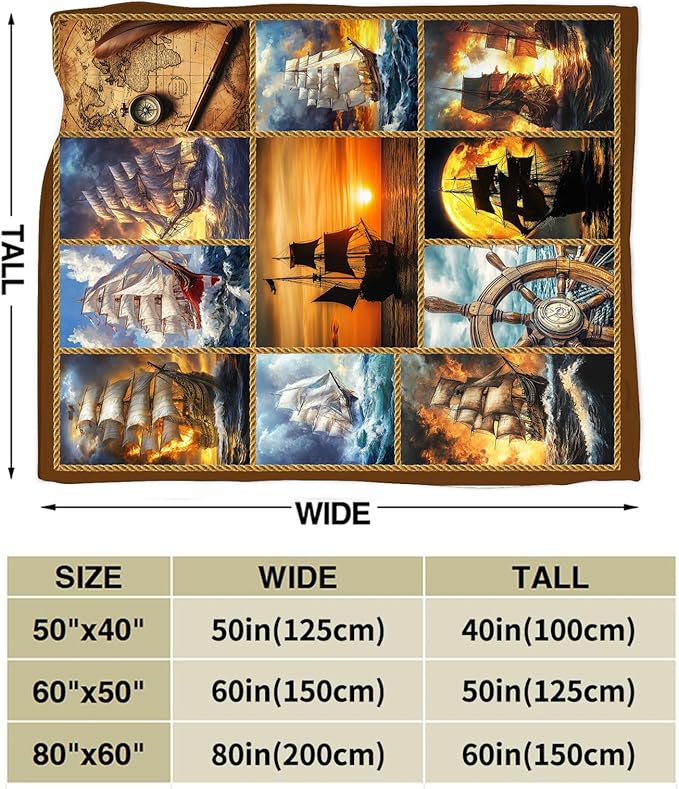 Nautical Throw Blanket Ultra Soft Cozy Navigation Sailboat Blanket Fleece Fuzzy Plush Nautical Lovers Decor Gifts for Women Girls Adults Couch Sofa 80"x60"