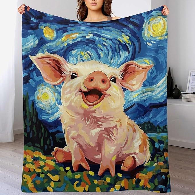 Pig Funny Gifts for Girls Boys Kids - Soft Warm Fleece Plush Blankets for Bed Sofa Couch - 40"x50"