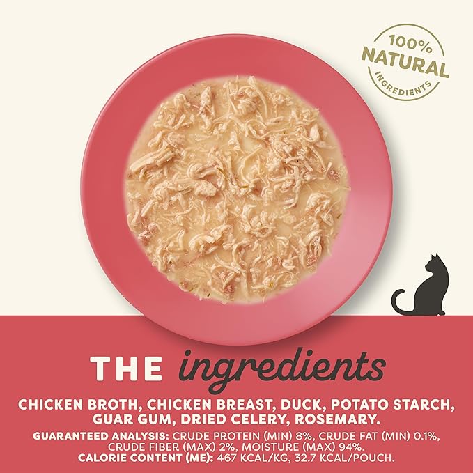 Applaws Natural Wet Cat Food in Gravy, Limited Ingredient Wet Cat Food Pouches, No Additives, Made with Natural Ingredients, Chicken Breast & Duck in Gravy (12 x 2.47oz Pouches)
