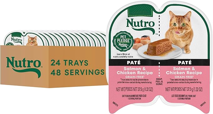 Nutro Perfect Portions Wet Cat Food Paté Salmon & Chicken Recipe, (24) 2.64 oz. Twin-Pack Trays