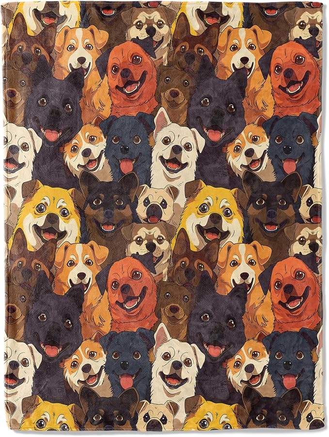 Lovely Dog Blanket Plush Flannel Throw Blanket - Ultra Soft & Warm, Comfy & Lightweight - Perfect for Couch, Travel, Bedroom, Bed, Living Room - Cozy, Fuzzy Gift 50in×60in