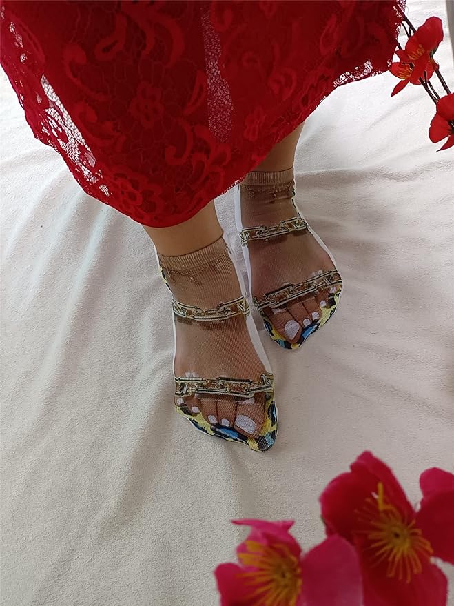 3D Manicure Print Socks Funny Flip Flop Socks 3D Pattern Socks Sandal Socks Low Cut Ankle Silly Socks- A Gag Gift