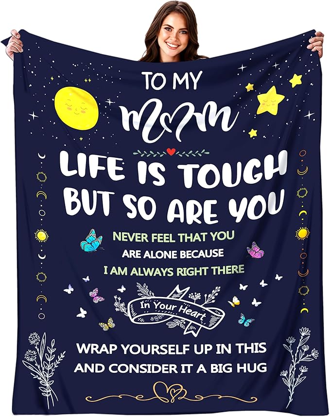 Mom Blanket Gifts, Mom Birthday Gifts Throw Blanket, Moms Gift from Daughter Son, Best Mommy Gift for Mothers Day I Love You Moms 80"x60"