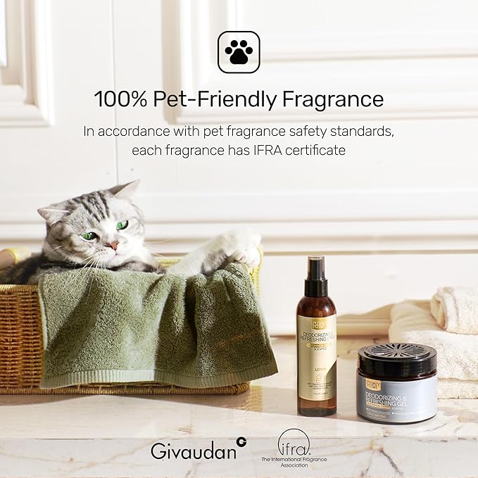 Furry Purr Cat Litter Deodorizer, Litter Box Deodorizer Gel, Forestbathing Scent Beads, Pet Odor Eliminator for Home, Natural Persimmon-Tannin Ingredients, Long-lasting, 10 oz