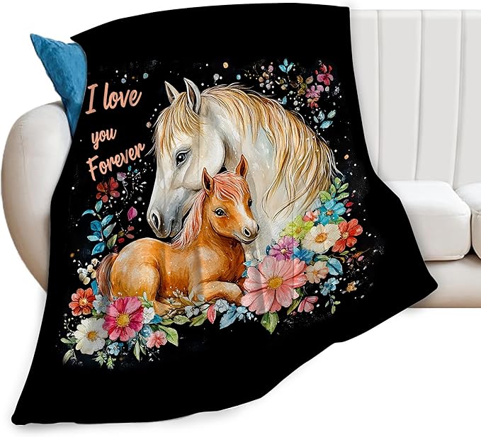Horse Blanket Gifts - Soft Cozy Plush Throw Blanket, Super Warm Fleece Fuzzy Bedding for Kids, Girls, Boys, Women - Bed Decor Stuff 60"X80"