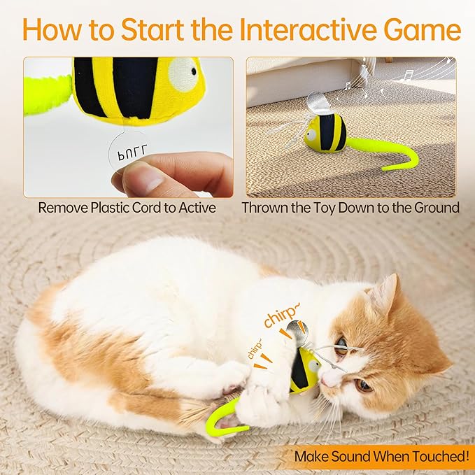 Chirping Cat Toys Hanging Cat Feather Toy - Catnip Interactive Cat Toys for Indoor Cats - Automatic Cat Toy for Cat Exercise & Kicker to Self Play (Blue Pangpang)