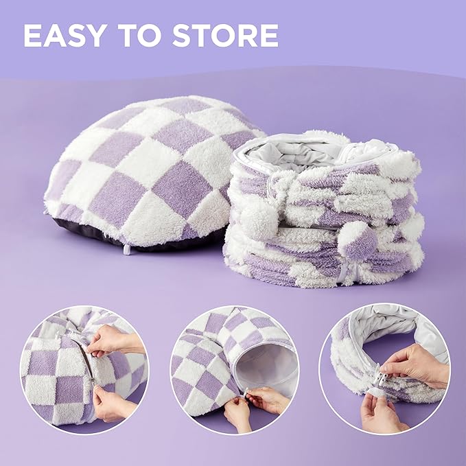 Lesure Cat Tunnel Bed for Indoor Cats - Cute Cat Donut Tunnel with Washable Circle Cushion, Round Pet Play Tunnel Toy for Kitten/Puppy/Rabbit,Purple