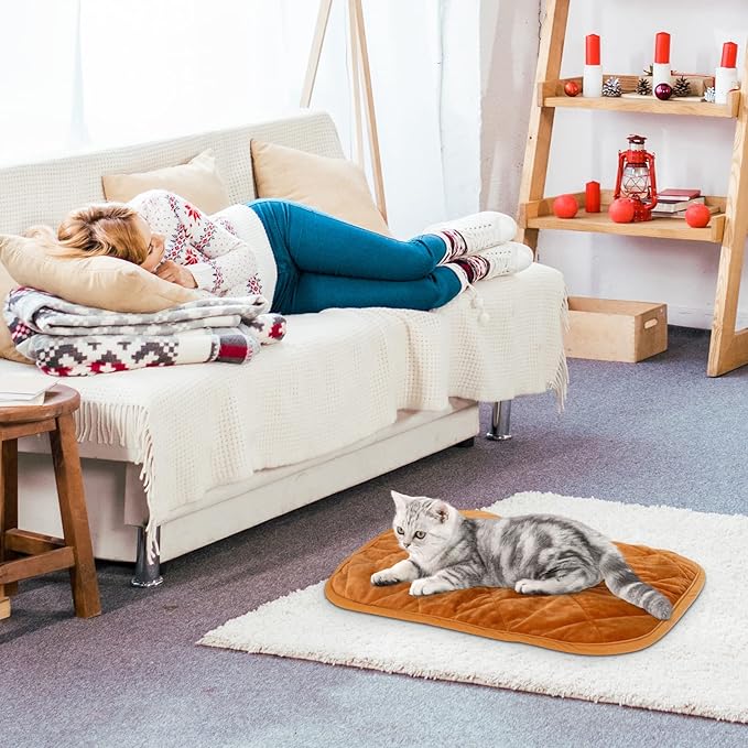 NAMOTEK Self-Warming Cat Bed Indoor/Outdoor Super Soft Self Heating Pet Mat Washable Thermal Pad for Cat & Dog 29x19.6 inch