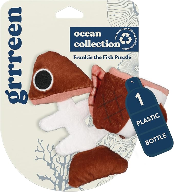 Stuffed Animal Cat Toy | Ocean Collection | Fish PuzzleToy for Indoor Cats | Cute Interactive Plush Toys for Swatting and Playing| Made of Eco-Friendly Materials - Go Green!