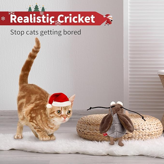 PETGEEK GiGwi Chirping Cricket Cat Toys Realistic Bird Plush Toy- Perfect Melody Chaser Cat Toys for Bored Indoor Adult Cats- Hangable Design Best Gift for Birthday, Thanksgiving, Christmas, New Year