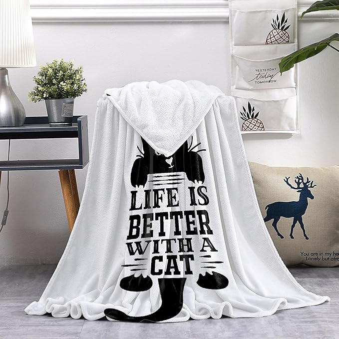 Black Cats Throw Blanket Super Soft Cozy Black Cat Blanket for Kid Adult Women Men Best Hallowen for Cat Mom Cat Lovers Cute Pet Cats Blanket for Couch Bed Sofa Dorm Home Decor(80"X60")