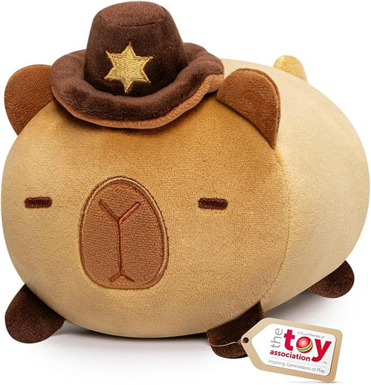 Capybara Plush, Cute Capybara Stuffed Animals with Cowboys Hat, Soft Plushies Cuddle Pillow, Cute Stuff Toys Gift for Girls Boys Toddler Males(8 Inch)