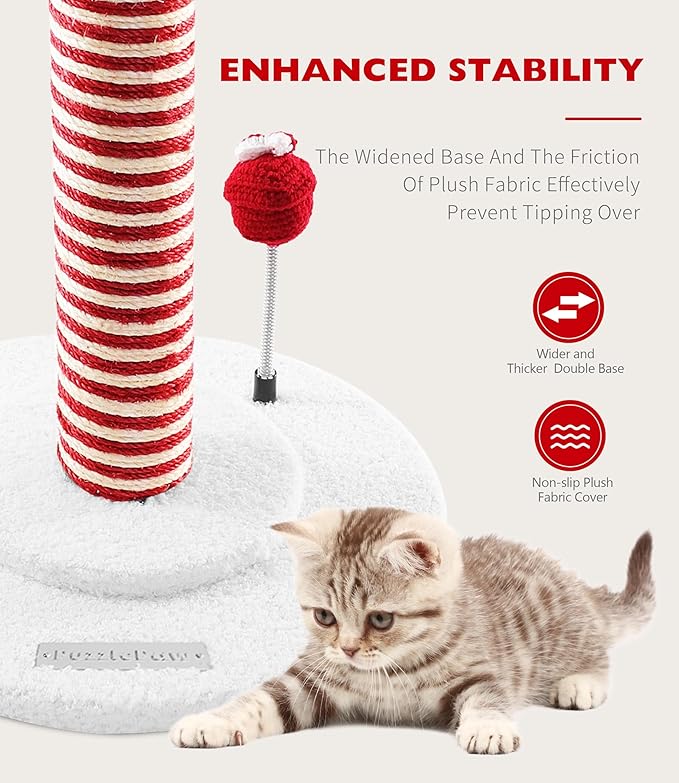 Christmas Cat Scratching Post,Christmas Cat Scratcher for Indoor Cats,Christmas Cat Tree Tower Activity Cat Play Center with Santa Danging Sock Toys and Gift Box