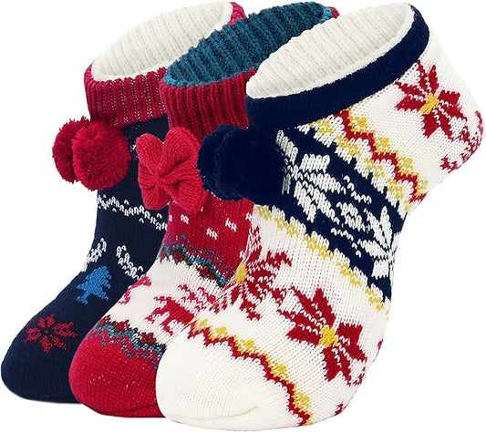 American Trends Fuzzy Socks for Women with Grippers Non Slip Christmas Socks