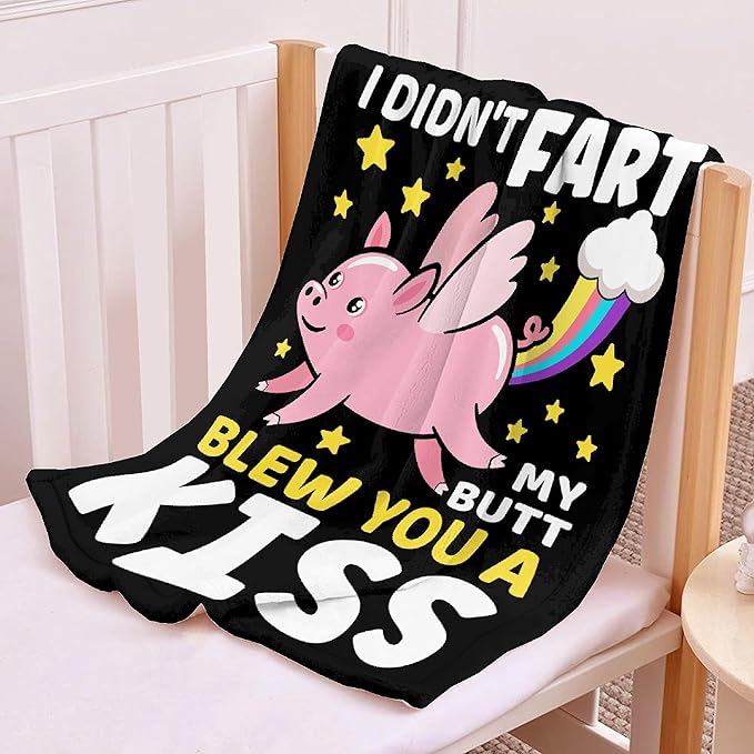 Funny Pig Blanket Gift for Girls Boys- 60x80 Inches Soft Flannel Throws Blankets Funny Gift for Teen Women Men Adult Cute Pig Lover Gifts for Birthday Christmas Halloween Bed Sofa Couch-Twin Size