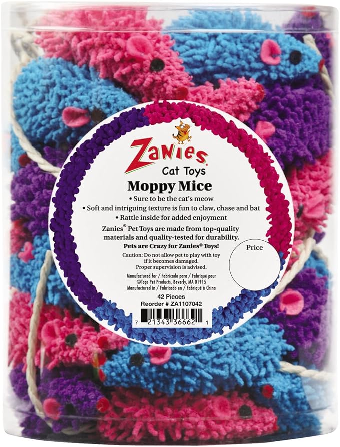 Zanies ZA11070 42 42-Piece Moppy Mice Canister Set Toy