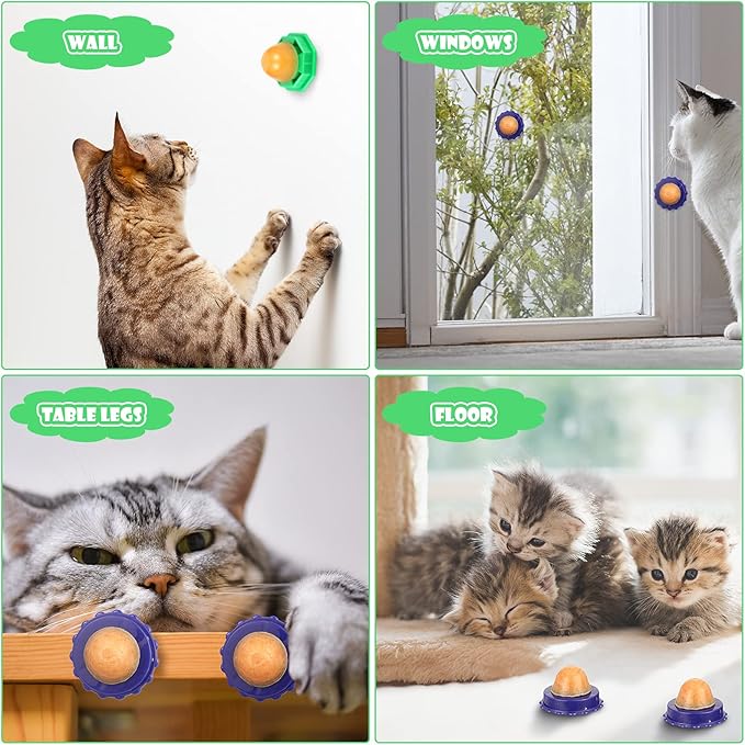 Nuanchu 18 Pieces Cat Catnip Ball, Kitten Treats Snacks Edible Ball, Catnip Wall Balls Lickable Sugar Ball, Interactive Sweet Snack Candy Toys for Cat Kitten