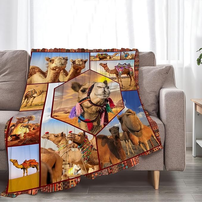 Camel Blanket Ultra Soft Cozy Camel Throw Blanket Fleece Fuzzy Plush Bedding Desert Camel Lovers Gifts for Women Girls Kids Adults 50"x40"