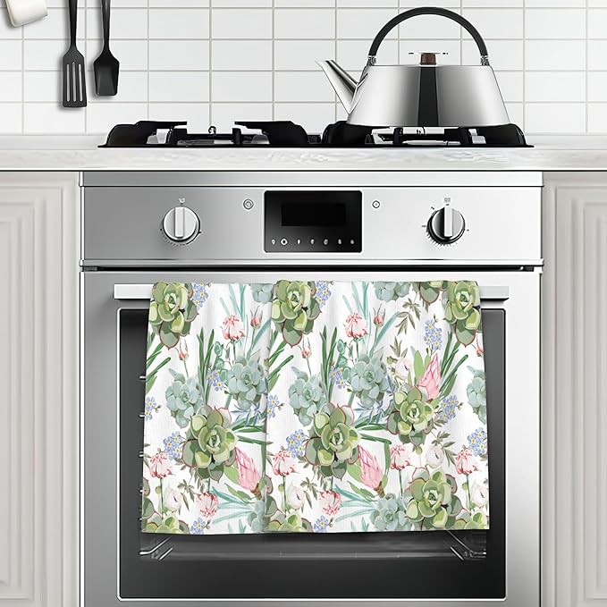 Succulent Herbs Bath Hand Towels for Bathroom Decorative,Flowers Soft Absorbent Hand Towels for Kitchen Home Gym Beach 16"x24"