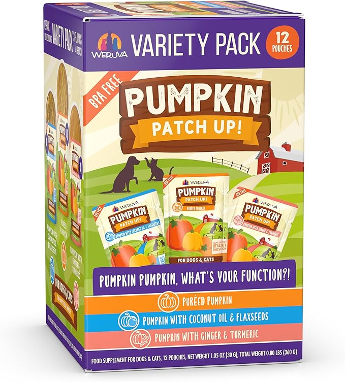 Weruva Pumpkin Patch Up! Pumpkin Pumpkin, What's Your Function Variety Pack for Dogs & Cats, 1.05oz Pouch (Pack of 12)
