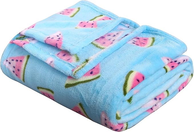 Elegant Comfort Velvet Touch Ultra Plush Christmas Holiday Printed Fleece Throw/Blanket-50 x 60inch, (Watermelon)