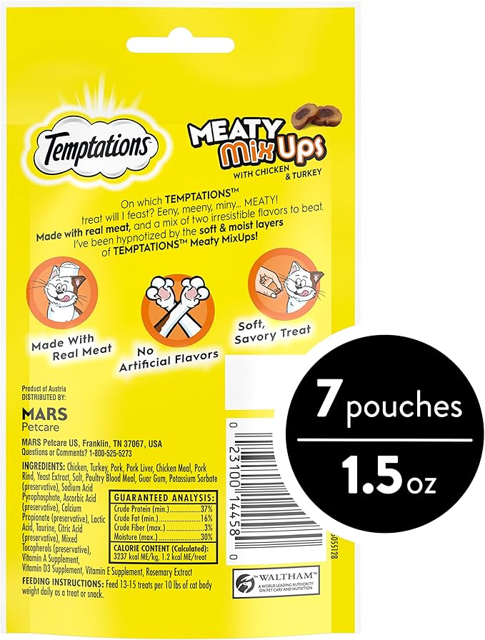 Temptations Meaty MixUps with Chicken & Turkey Savory Cat Treats, 1.5 Oz (Pack of 7)