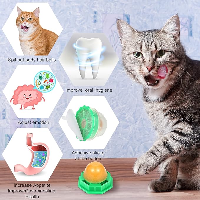 Nuanchu 18 Pieces Cat Catnip Ball, Kitten Treats Snacks Edible Ball, Catnip Wall Balls Lickable Sugar Ball, Interactive Sweet Snack Candy Toys for Cat Kitten