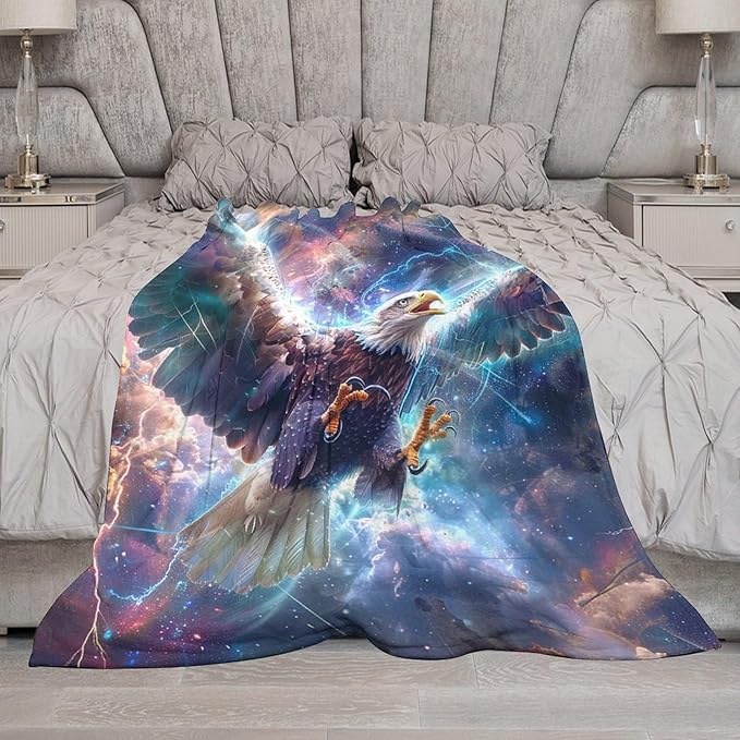 Patriot Eagle Blanket Eagle Gifts for Girls Boys Woman Kids Flying Eagle Lover Throw Blankets Soft Blanket Warm Fleece Flannel Plush Blankets for Bed Sofa Couch 50"x60"