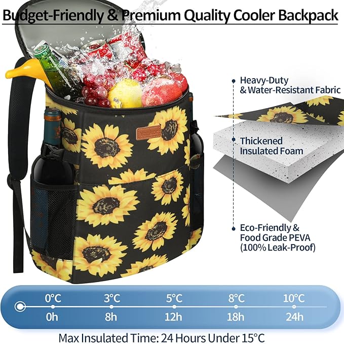 Camping Cooler Backpack 30 Cans, Soft Backpack Coolers Insulated Leak Proof Travel Cooler Bag Waterproof Lunch Picnic Beach Work Trip Thermal Bag Drink Beverage Beer Bag Cooler