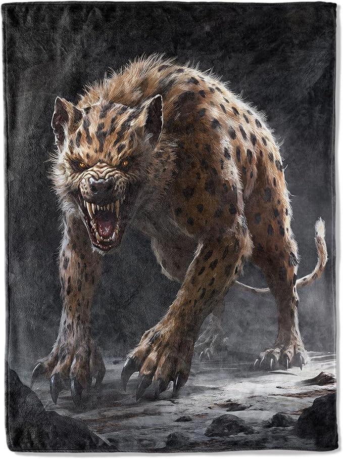 Fiercely Hyena Theme Blanket - Super Soft, Cozy, Lightweight Flannel Throw - Warm, Plush Blanket for Couch, Bed, Office, Travel, Outdoor Ideal Gift for Adult - 50×60in