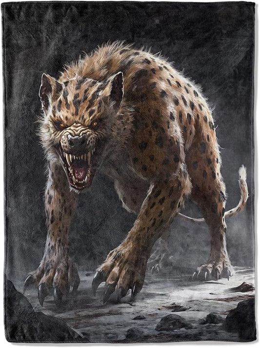 Fiercely Hyena Theme Blanket - Super Soft, Cozy, Lightweight Flannel Throw - Warm, Plush Blanket for Couch, Bed, Office, Travel, Outdoor Ideal Gift for Adult - 50×60in