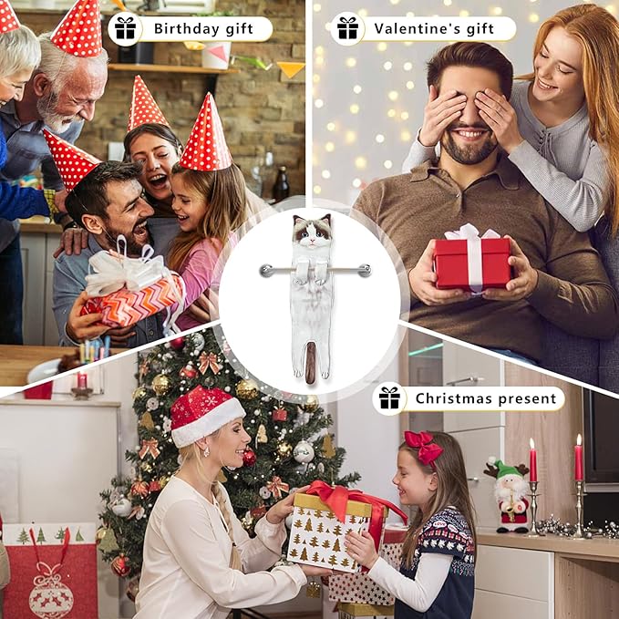 PAT JUUMG Funny Cat Hand Towels for Bathroom & Kitchen Decor - Super Absorbent Soft - Housewarming & Cat Lovers' Gifts