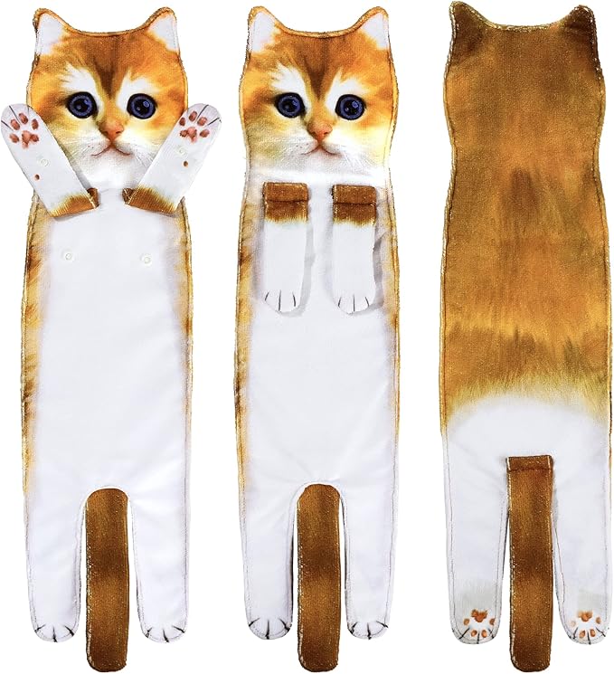 Funny Cat Gifts for Women Mom Grandmom- Cute Cat Hand Towel for Bathroom Kitchen- Unique Housewarming Valentines Mothers Birthday Christmas Gag Gifts for Women Mom Cat Lovers