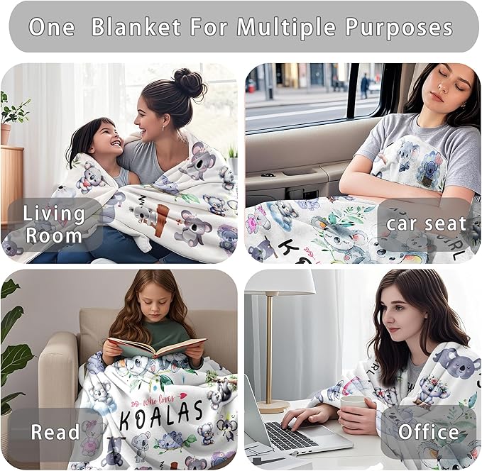 Koala Blanket Gifts for Koalas Lover Animal Koala Stuffed Soft Flannel Koalas Bear Throw Blanket Decor Bedding 50"x40"