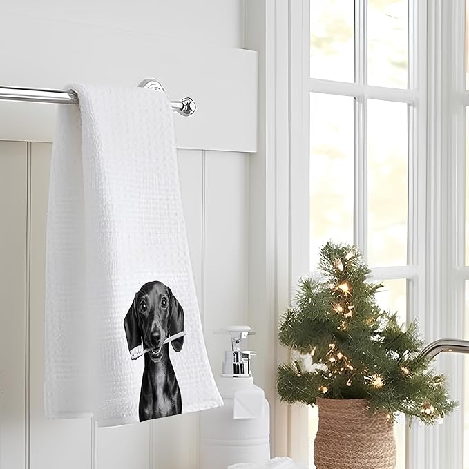 Dachshund Hand Towels, Weiner Dog Bathroom Hand Towels, 16x24 Inch, Microfiber